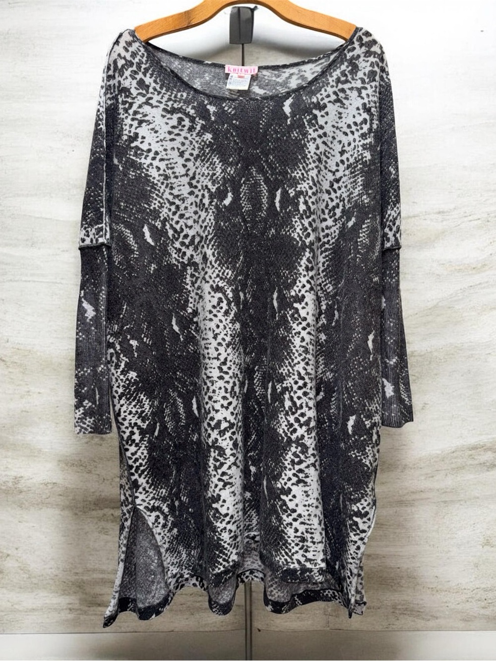 Knitwit Snake Print Cashmere Tunic Top size L